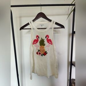 American Eagle Knit Cream Summer Tank Top
